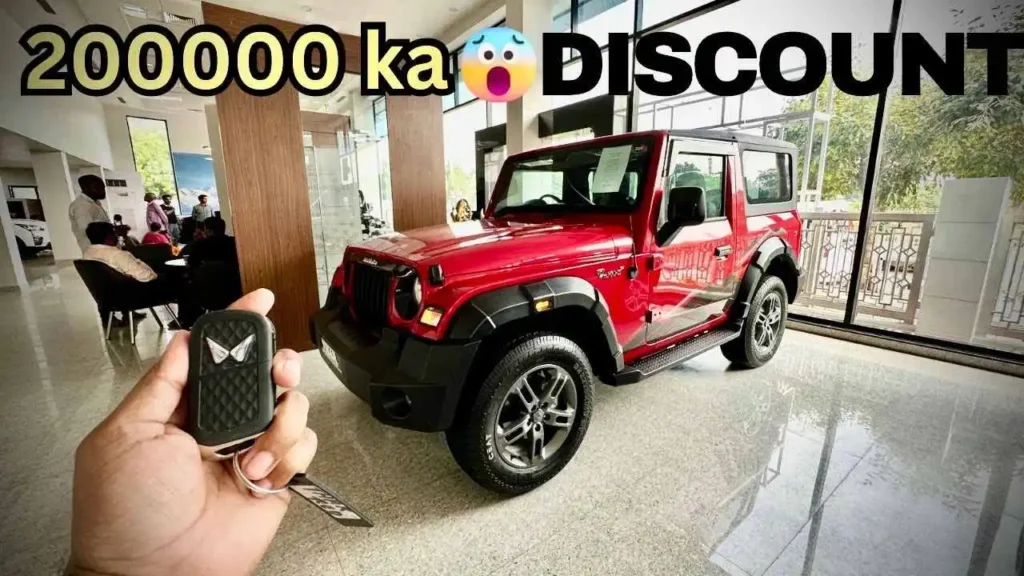 Image of the Mahindra Thar in an Agra car Showroom