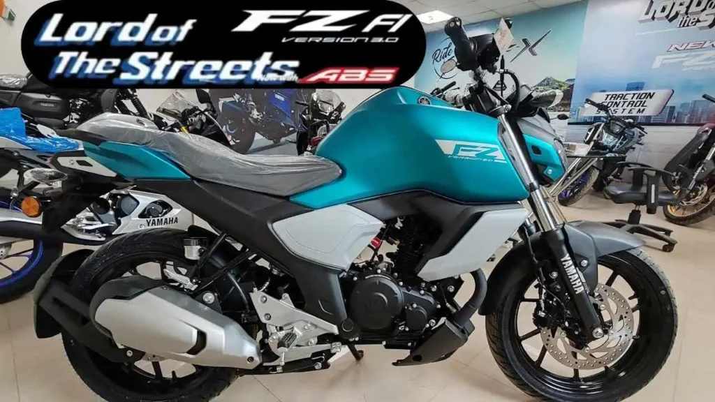 Image of the Yamaha FZ FI 2025 in a Kanpur bike showroom